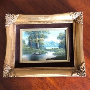 Vintage Landscape Oil Painting Gold Ornate Frame
